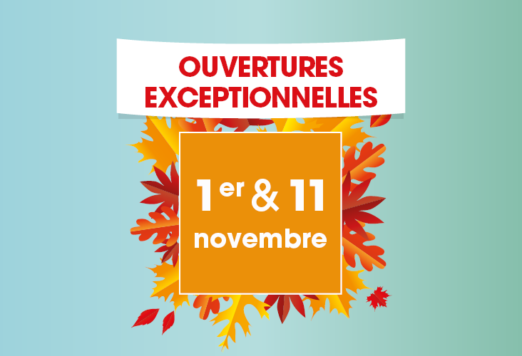 Ouverture le 1er et 11 novembre