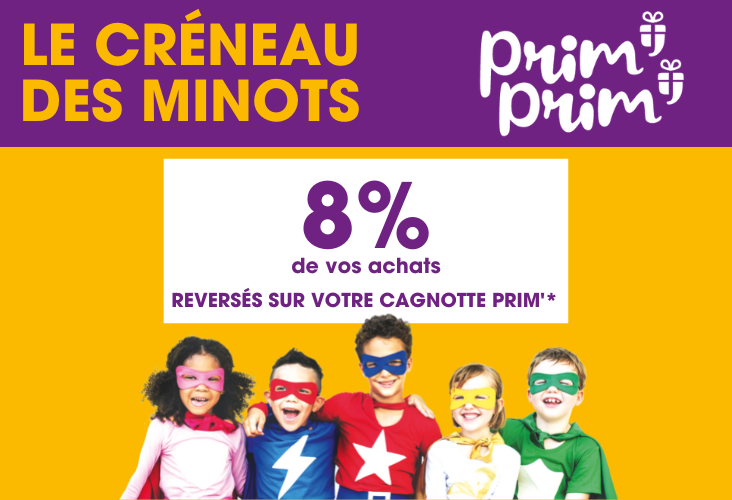 Les créneaux des minots avec Prim Prim !