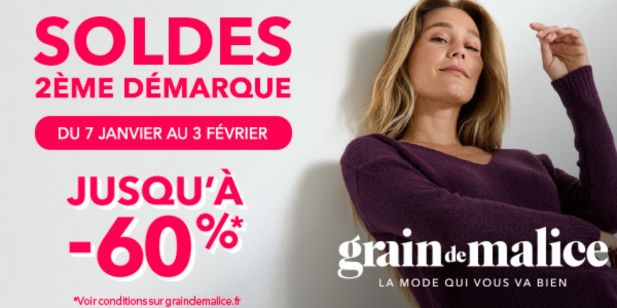 Deuxième démarque : jusqu’à -60% chez Grain de Malice !