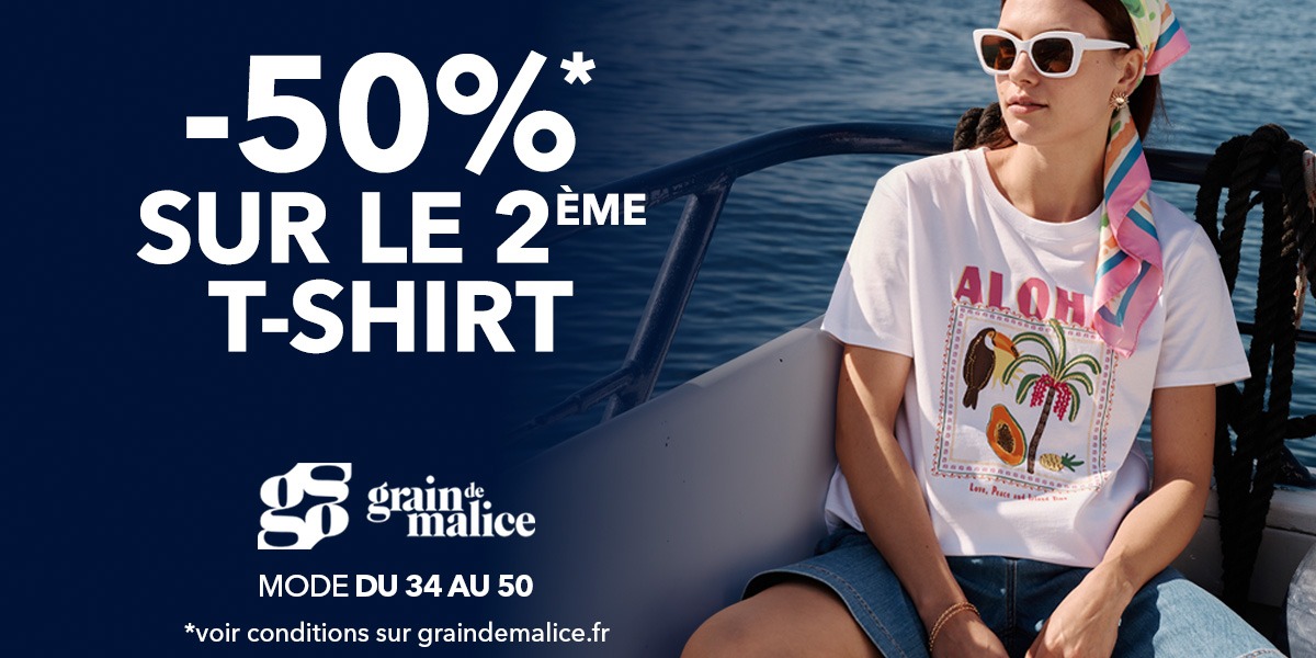 -50% sur le 2ème T-shirt*