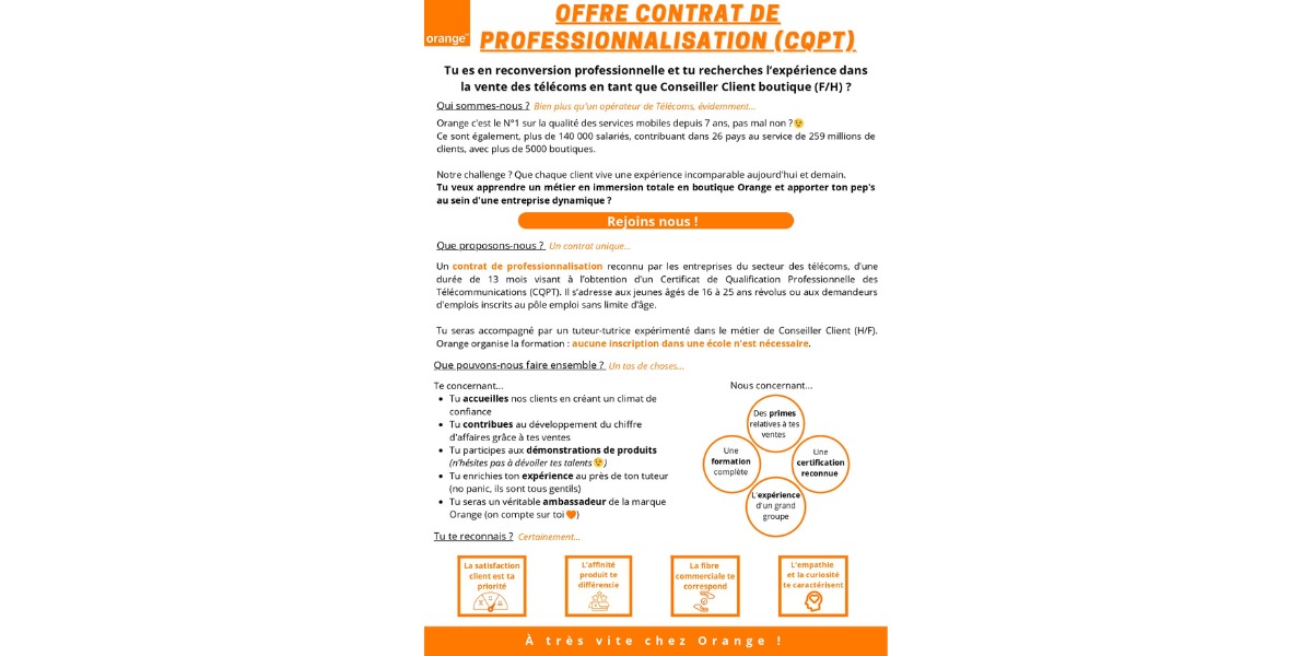 Rejoignez l'équipe Orange : poste à pourvoir !