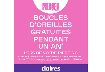 BOUCLES D'OREILLES GRATUITES PENDANT UN AN !