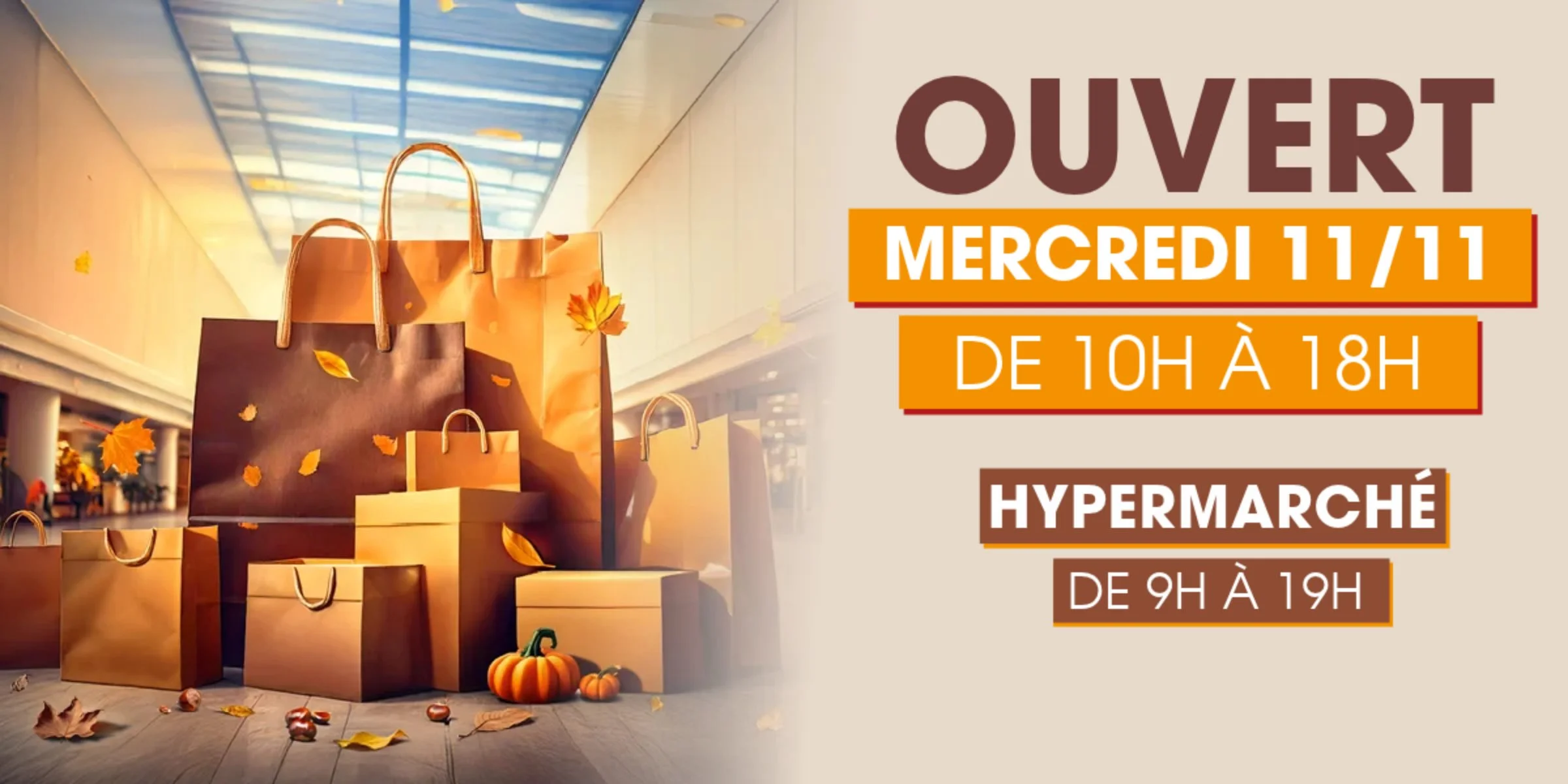 🍂 Le 11 novembre, votre galerie reste ouverte ! 🛍️